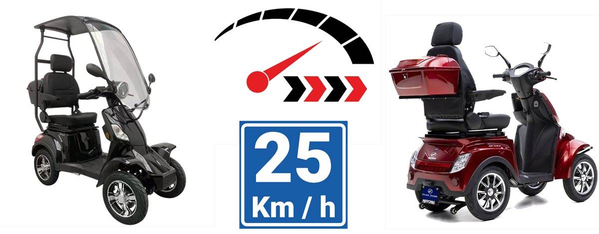 Snelle scootmobiel tot 25 km per uur