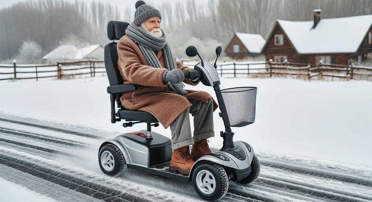 scootmobiel uitgerust is met winterbanden