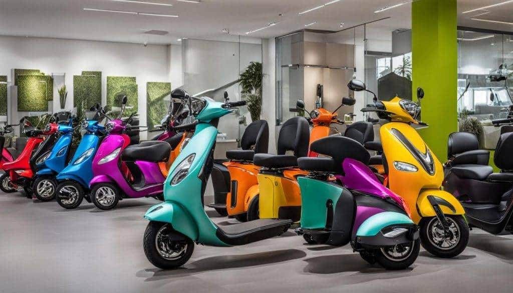 Moderne scootmobielen in showroom Medemblik
