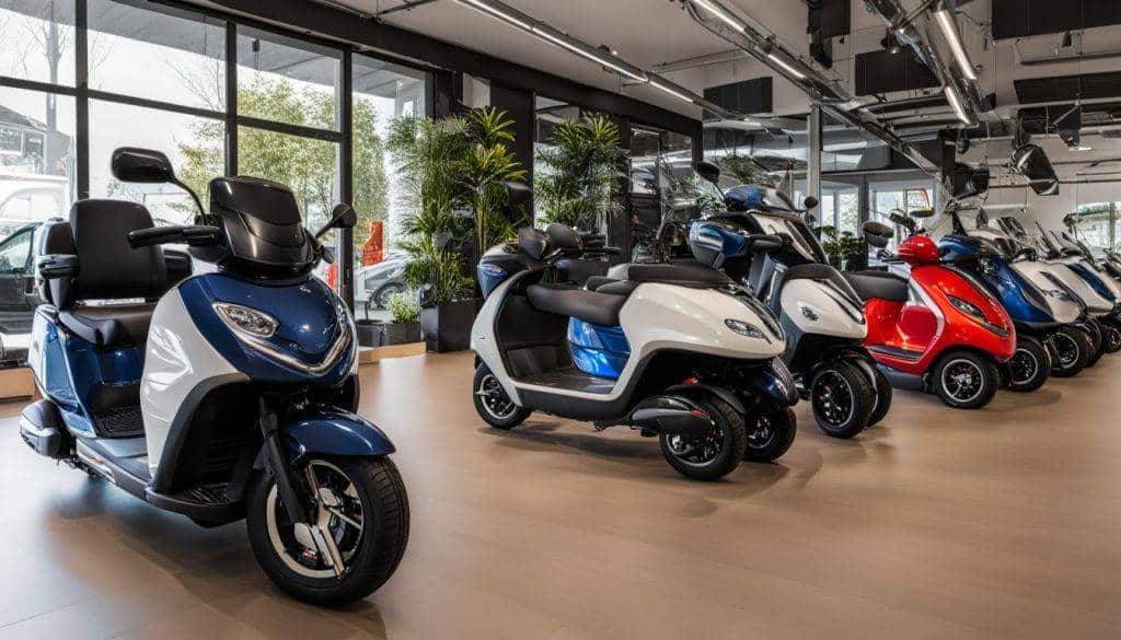 Scootmobiel Uithoorn showroom met diverse modellen