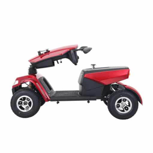 De Sweetrich S70, gepresenteerd als een comfortabele vierwielige mobiliteitsscooter, is ontworpen voor een optimale zithouding en heeft een kap. Het bevat een comfortabele stoel en stuurhendel, waardoor het ideaal is voor eenvoudige navigatie buitenshuis.