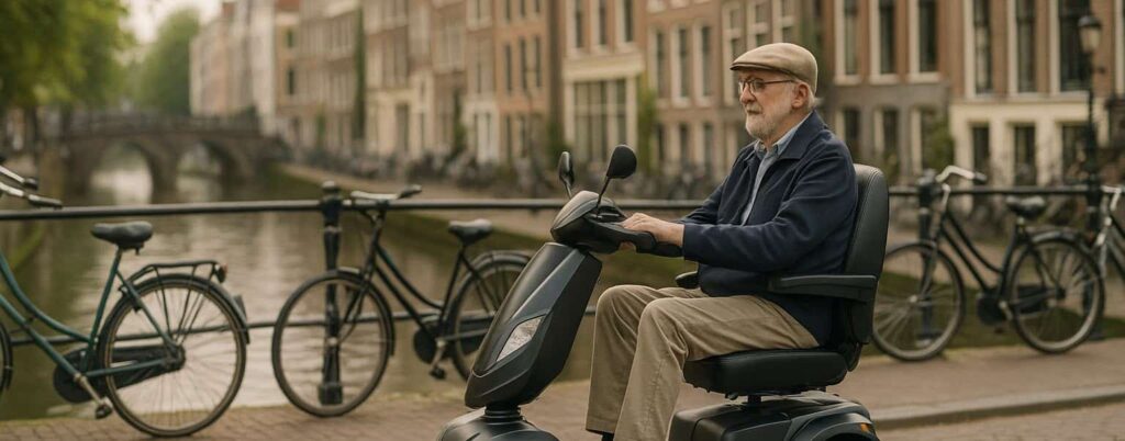 Scootmobiel aanvragen in Utrecht via Wmo of PGB, zelfstandig en veilig onderweg langs de gracht.