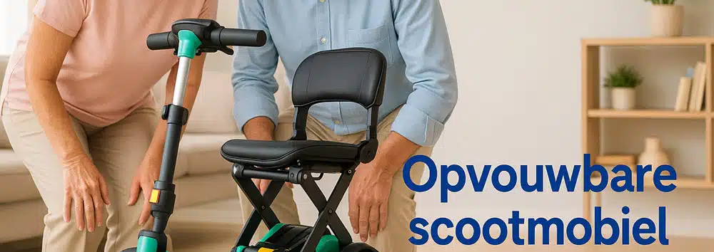 Introductieafbeelding van een opvouwbare scootmobiel die laat zien hoe licht en compact het model is, ideaal voor senioren en mindervaliden