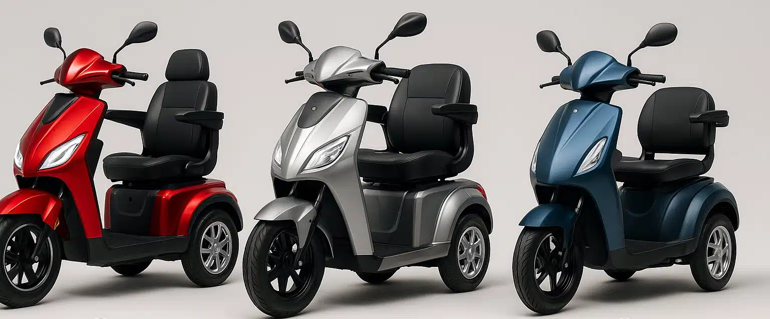 Vergelijking van Killerbee, For Motion en Nipponia sportieve scootmobielen met nadruk op snelheid, actieradius en aantal wielen