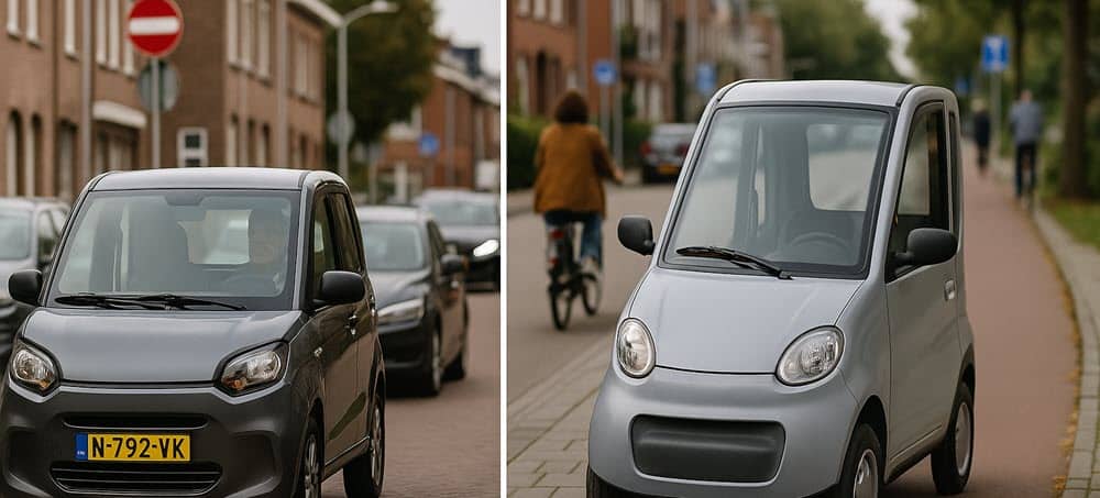 Verschil tussen brommobiel op de rijbaan en rijbewijsvrij gehandicaptenvoertuig op fietspad in Helmond