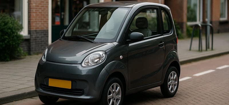 compacte overdekte 45 km auto als alternatief voor een brommobiel