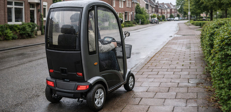 Overdekte scootmobiel in Den Bosch