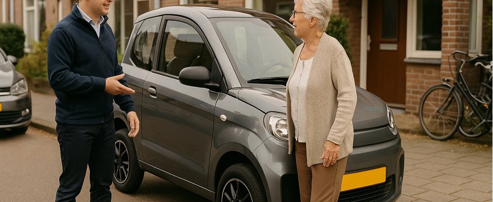 Mobiliteitsspecialist geeft proefrit met brommobiel aan huis in Helmond voor persoonlijk advies