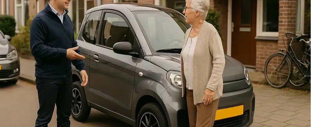 Mobiliteitsspecialist geeft proefrit met brommobiel aan huis in Helmond voor persoonlijk advies