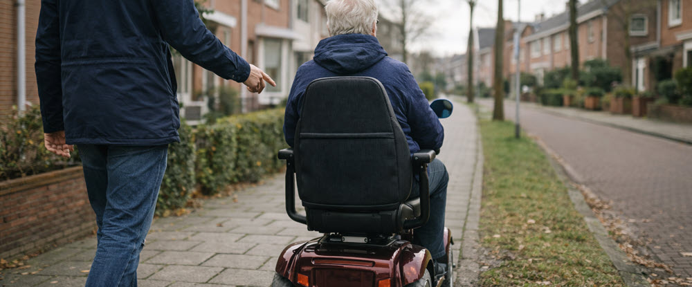 Proefrit met scootmobiel in woonwijk, hulp bij keuze voor aanvraag in Nijmegen