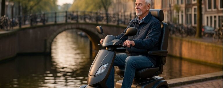 Scootmobiel in Amsterdam langs de grachten voor zelfstandig en comfortabel vervoer