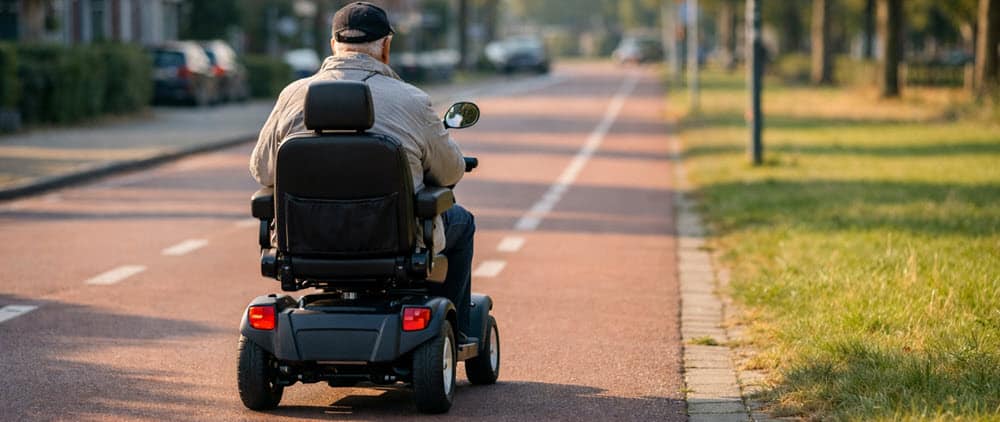 Scootmobiel rijden in Tilburg op het fietspad, comfortabel en zelfstandig onderweg