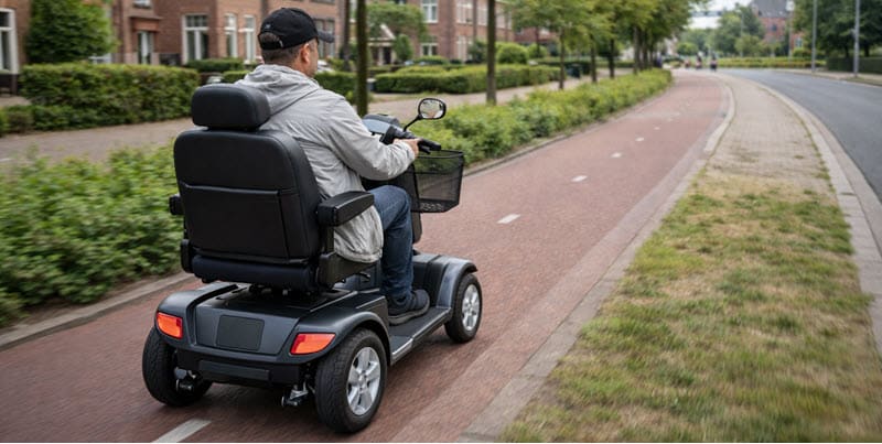 Snelle scootmobiel rijden in Den Bosch