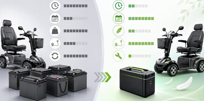 Vergelijking tussen lood gel AGM en lithium accu voor een scootmobiel