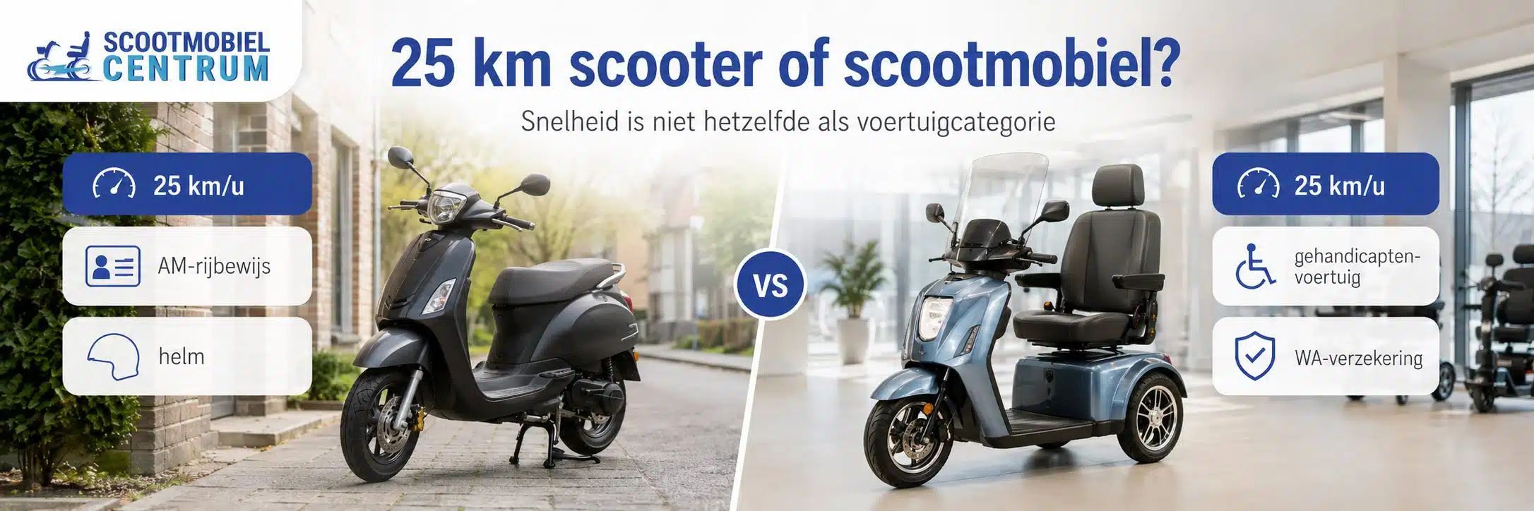 Snorscooter en scootmobiel met een snelheid van 25 kilometer per uur