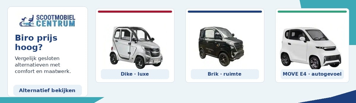 Biro prijs vergelijken met goedkoper alternatief zoals scootmobiel auto