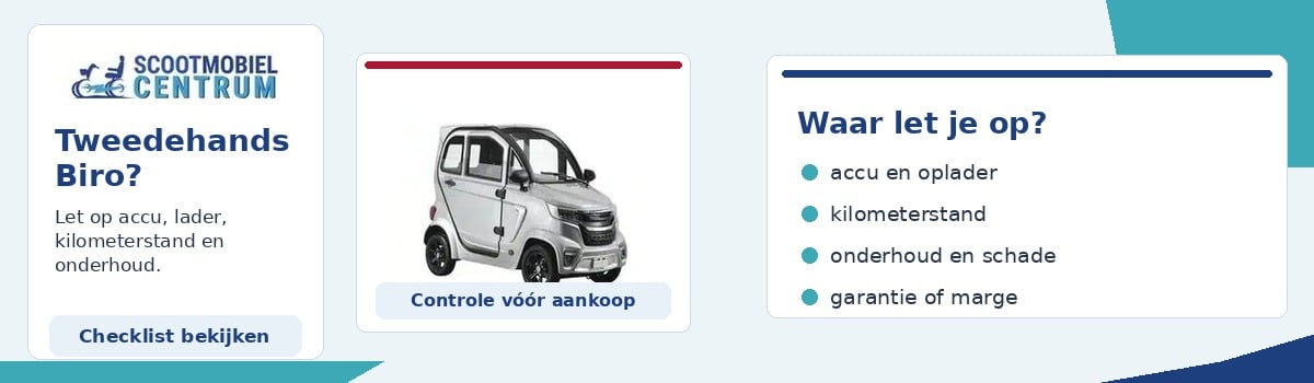Tweedehands Biro prijs controleren op accu kilometerstand onderhoud en schade