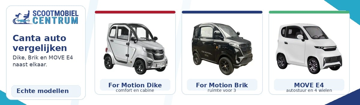 Canta auto vergelijken met elektrische opties zoals For Motion Dike MOVE E4 en For Motion Brik