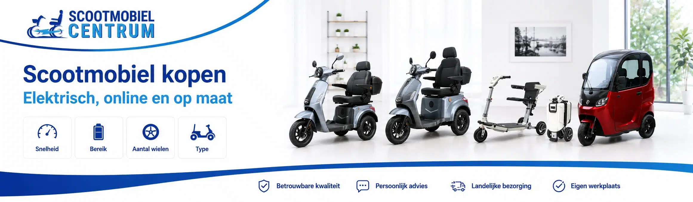 Vaste, opvouwbare en overdekte elektrische scootmobielen uit het assortiment