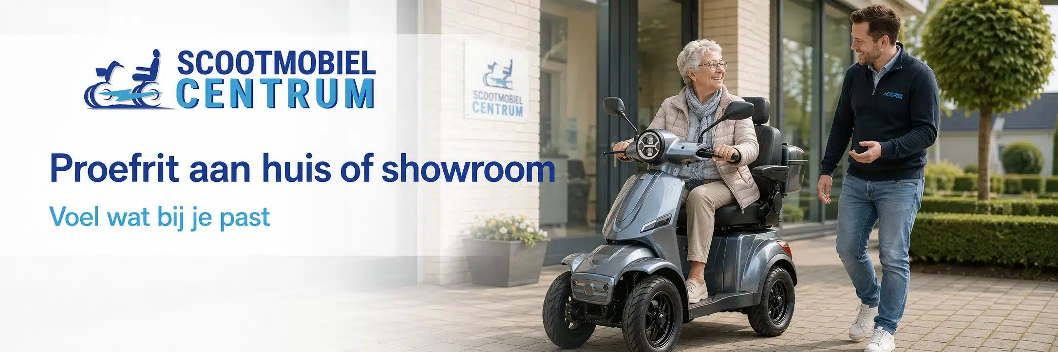 Scootmobiel proefrit aan huis of in de showroom