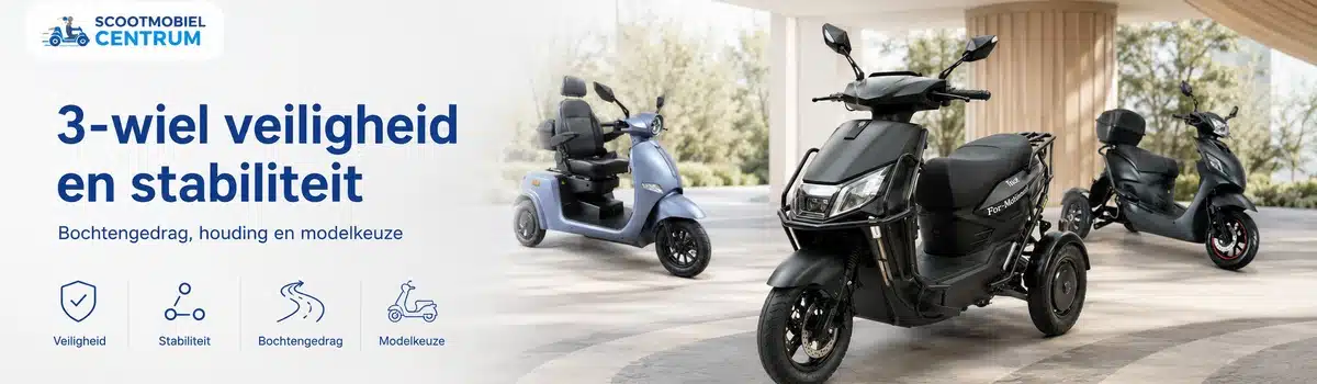 3-wiel scootmobiel bij uitleg over bochtgedrag en stabiliteit