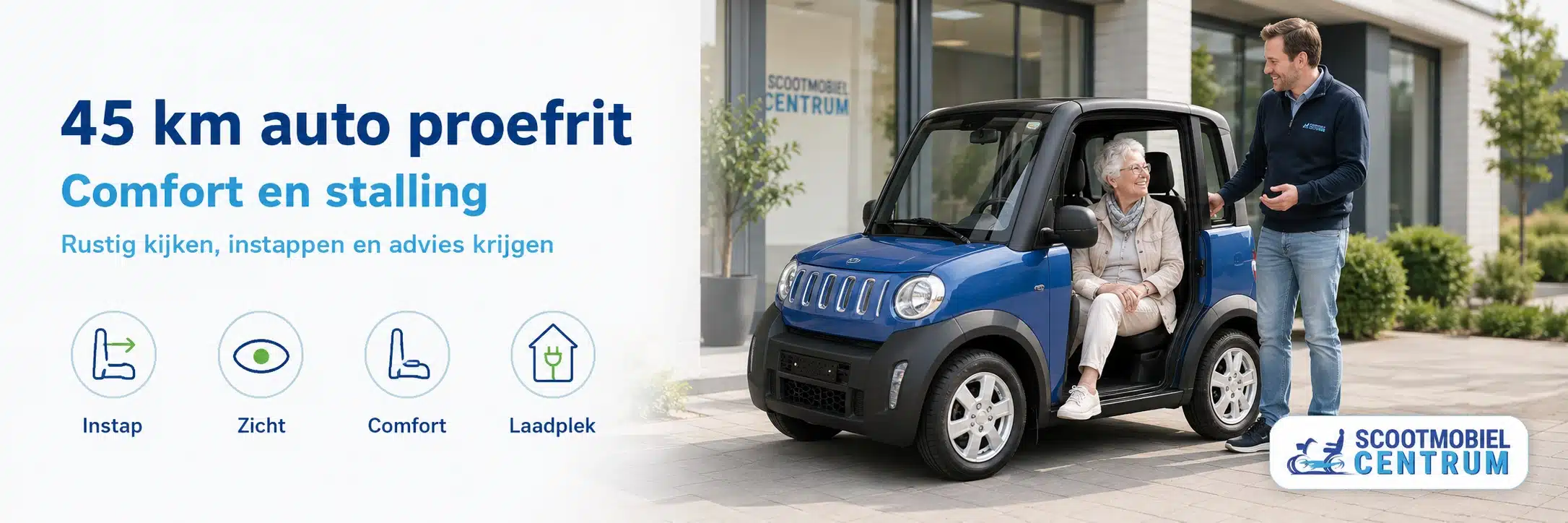 Proefrit met elektrische 45 km auto waarbij parkeren, laden en stalling worden getest