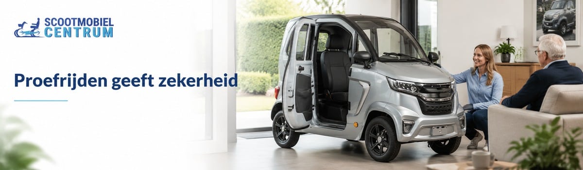 Brommobiel proefrit in showroom of aan huis voor instap zicht bediening en comfort