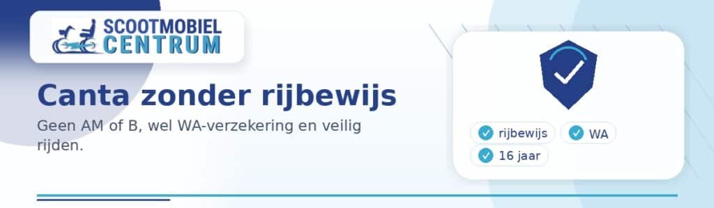 Canta zonder rijbewijs rijden als gehandicaptenvoertuig met WA verzekering