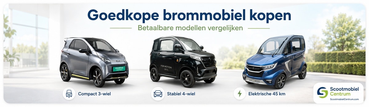 Goedkope brommobiel kopen met betaalbare 3 wiel en 4 wiel gesloten modellen