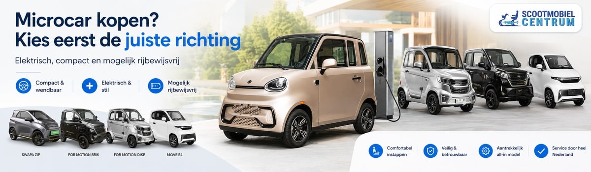 Microcar kopen met echte elektrische modellen van Scootmobiel Centrum zoals NIEVE Q-EN Dike Brik en MOVE E3
