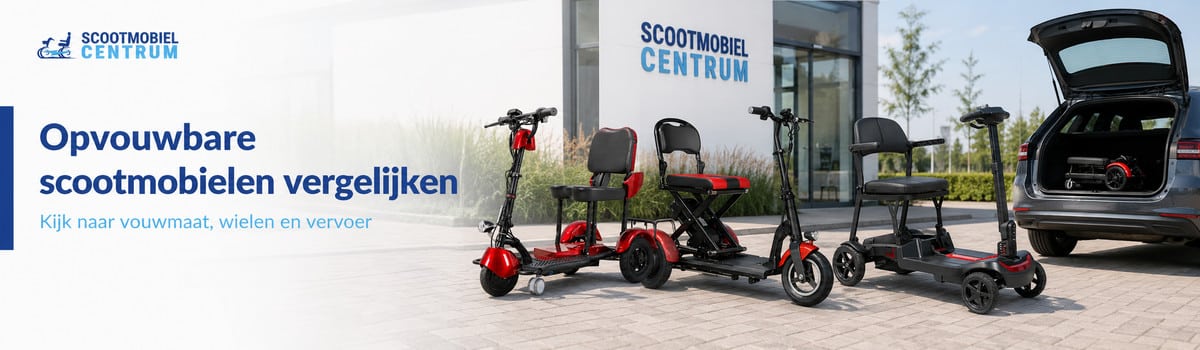 For Motion Foldy, IVA Traveler 300 en IVA Traveler 500 bij een auto met open kofferbak.